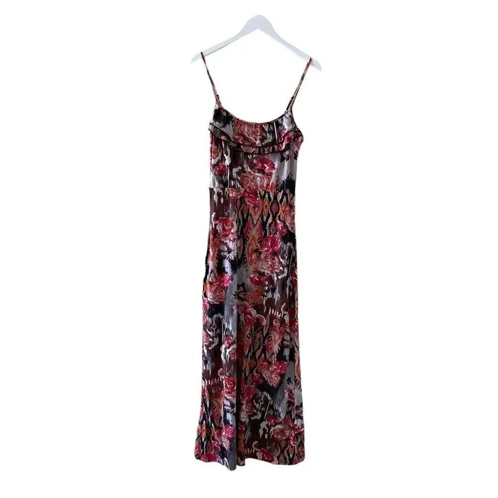 Degrees Milk Maid  Floral Spaghetti Strap Ruffle Maxi Bohemian Women’s #1009
